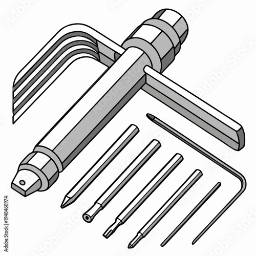 Allen wrench set with screwdriver bits and tools hardware equipment