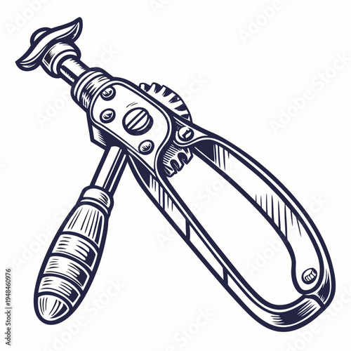 Black of locking pliers on white background cartoon tool