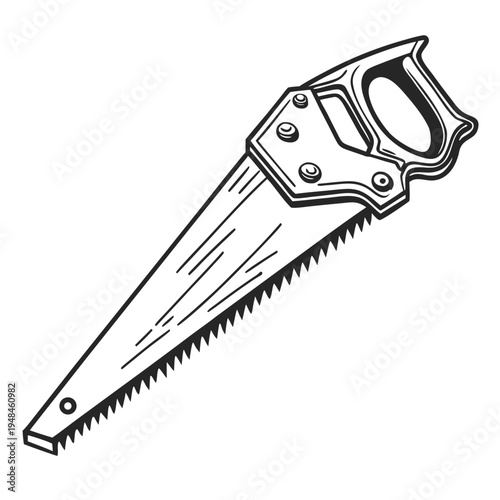 Black of a handsaw on white background cartoon tool