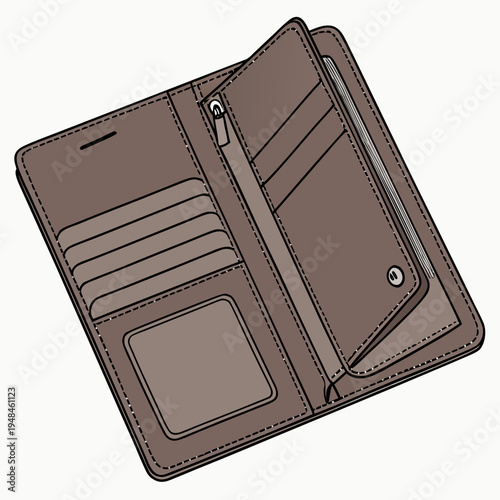 Brown leather wallet with card slots and cash compartment