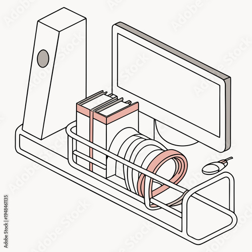 Desk workspace organizer with office supplies and computer monitor desk organizer speaker
