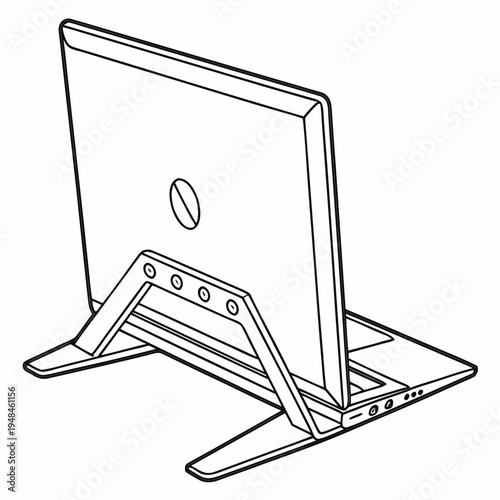 Computer monitor on a stand with visible ports and base screen technology