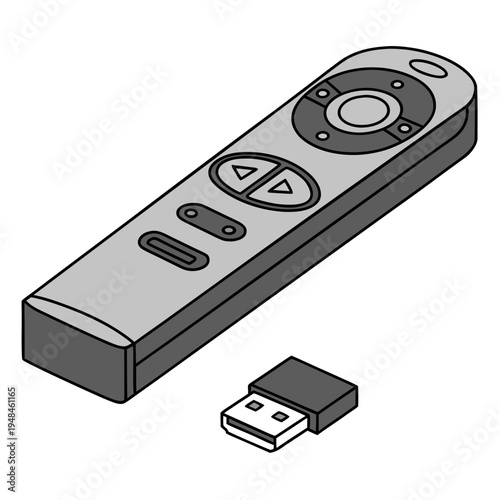 Gray remote control with usb connector usb connector media controller tv remote