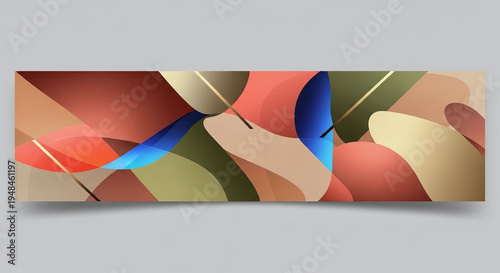 Wallpaper Mural Abstract Modern Art with Overlapping Curved Shapes and Golden Accents in Warm Tones Torontodigital.ca