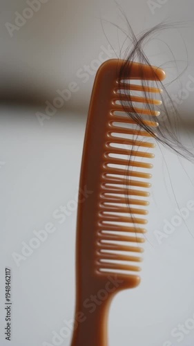 Hair tangled on a toothbrush bristle.