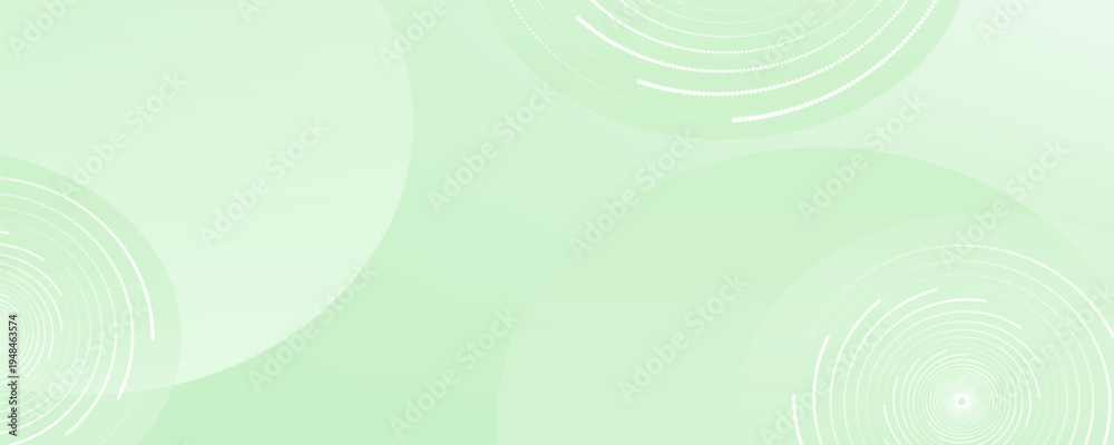 Fototapeta premium Minimalist soft Abstract Background in Gradient green and white Tones with Circles. Circle effect style geometric, abstract background.