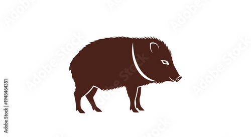 Brown Boar Silhouette Graphic Illustration.