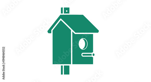 Green Birdhouse Icon Simple Design Element.