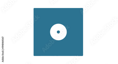 White Vinyl Record on Blue Background.