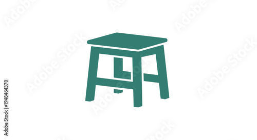 Green wooden stool with square top.