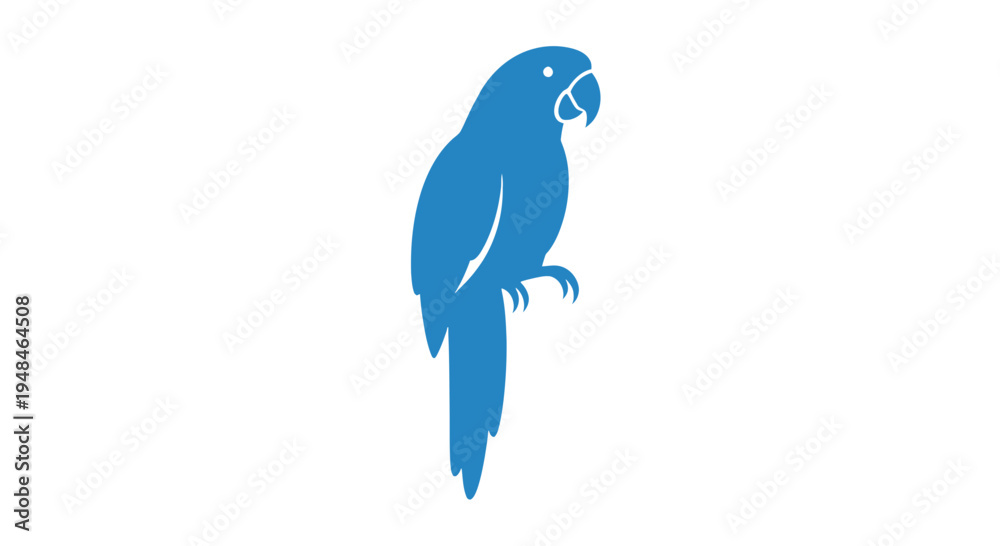 Obraz premium Blue Parrot Bird Illustration Silhouette Profile.