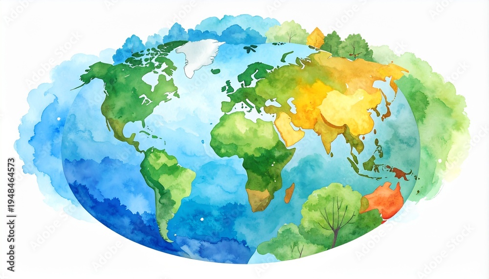 Fototapeta premium Colorful world map climate zones vector illustration global geography