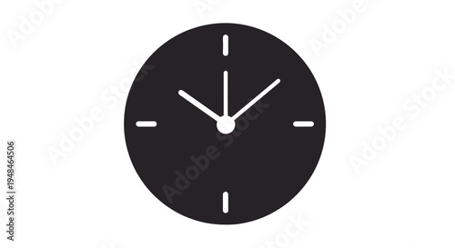 Simple Black Clock Face Showing Time.