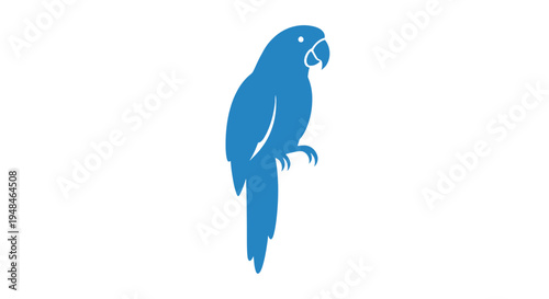 Blue Parrot Bird Illustration Silhouette Profile.