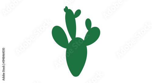Green Cactus Plant Silhouette Illustration.