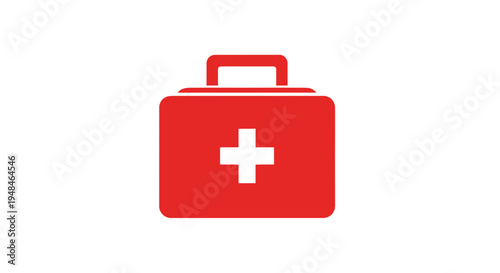 Red First Aid Kit with White Cross.