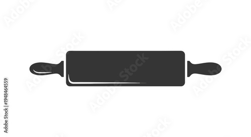 Black Rolling Pin on White Background.
