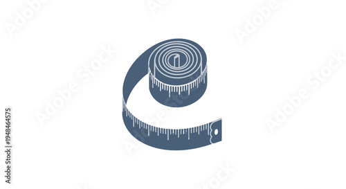 Measuring Tape Rolled Up with Unwound Section.