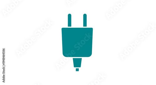 Teal Electric Plug Illustration on White.