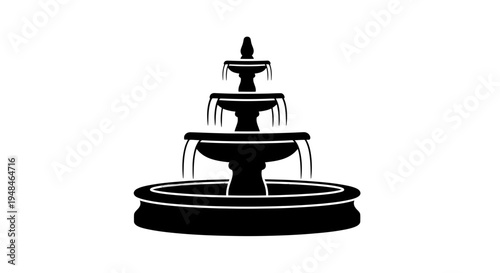 Three Tiered Fountain Silhouette Illustration.