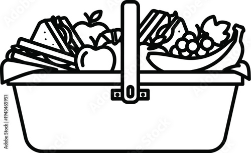 Spring bank holiday picnic basket illustration