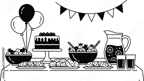 Spring bank holiday party celebration with cake and refreshments