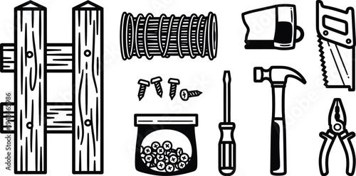Spring bank holiday diy and gardening tools illustration