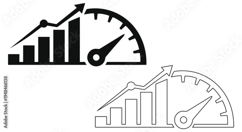 Business Growth Analytics Performance Icon Speedometer Chart Increase Success Symbol