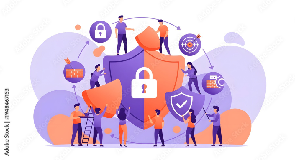Fototapeta premium Cybersecurity team protecting online data.