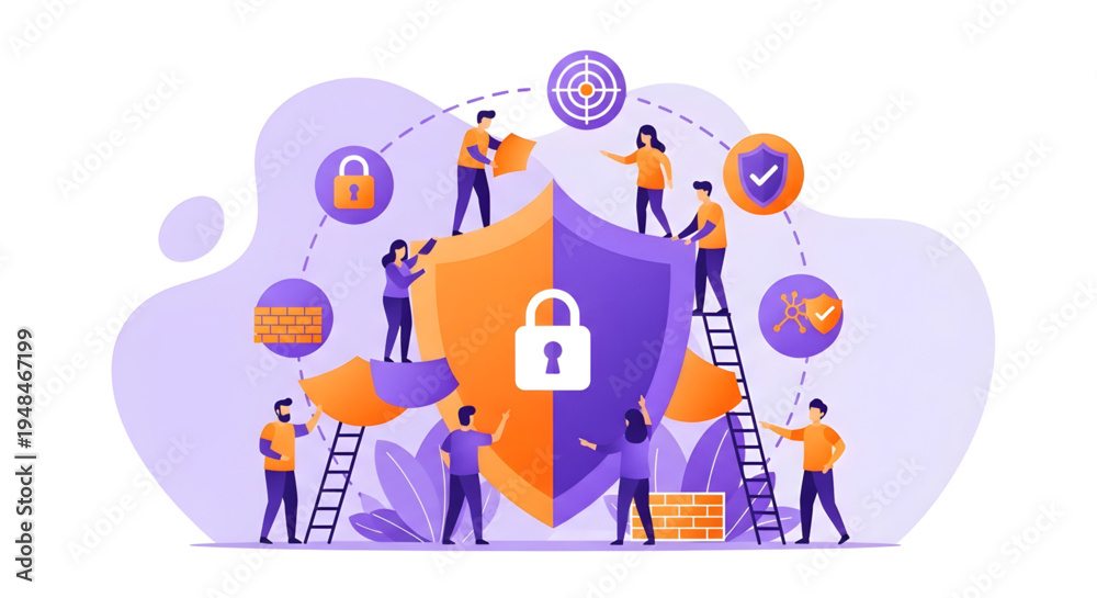 Fototapeta premium Teamwork Cyber Security Protection Concept.