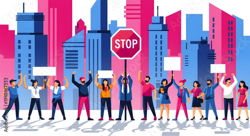 People protesting in city streets together.