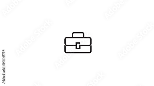 A simple black briefcase icon, centered on a stark white background, conveying professionalism