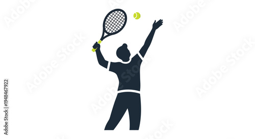 Tennis serve silhouette a player prepares to hit a yellow tennis ball