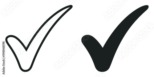 Check mark vector icon, tick sign approval symbol, isolated transparent, success confirmation and verification illustration