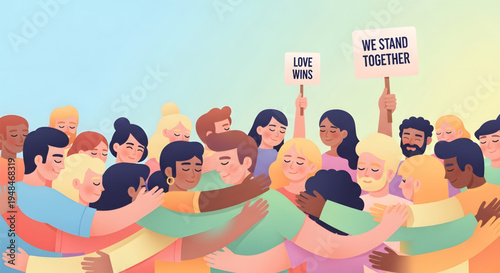 Diverse group of people standing together.