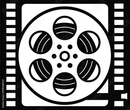 film reel icon, movie camera symbol
