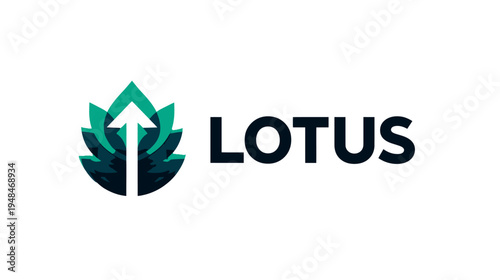 A logo featuring a teal lotus flower with an arrow pointing upwards, alongside the word "LOTUS