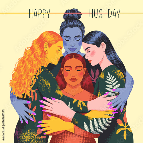 Four Women Embracing Each Other.