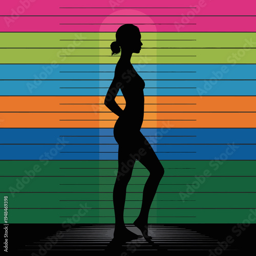 Silhouette of a standing woman figure.