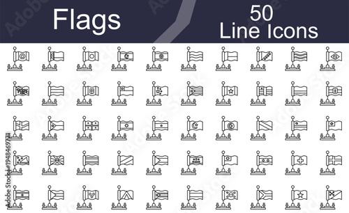 Flags Line Icons Set