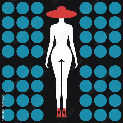 Woman Wearing Red Hat Heels.