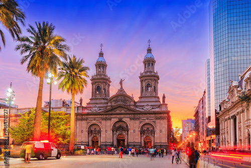 Bild auf Leinwand Plaza de Armas in Santiago de Chile, Chile