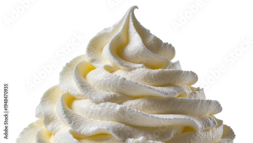 Konstfotografi Delicious creamy whipped cream swirl, perfectly isolated on a transparent backgr