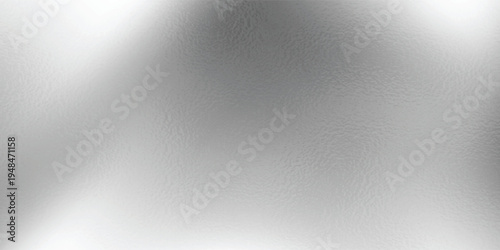 Silver foil background with metal mirror texture. Chrome gradient surface with light gloss. Vector aluminum grey sheet with reflection. Platinum and titanium abstract cold bg