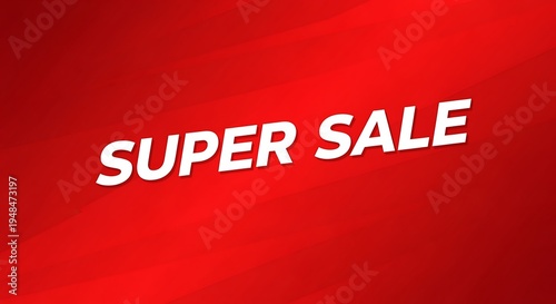 Red background with super sale text  promotional advertising banner