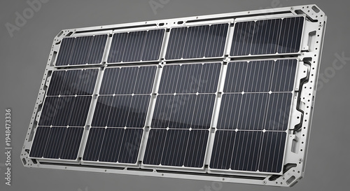  Close Up of a High Efficiency Silicon Solar Panel Photovoltaic Cell Module in a Reinforced Aluminum Frame for Renewable Energy and Aerospace Engineering Applications Concept Isolated 3D Digital Rende
