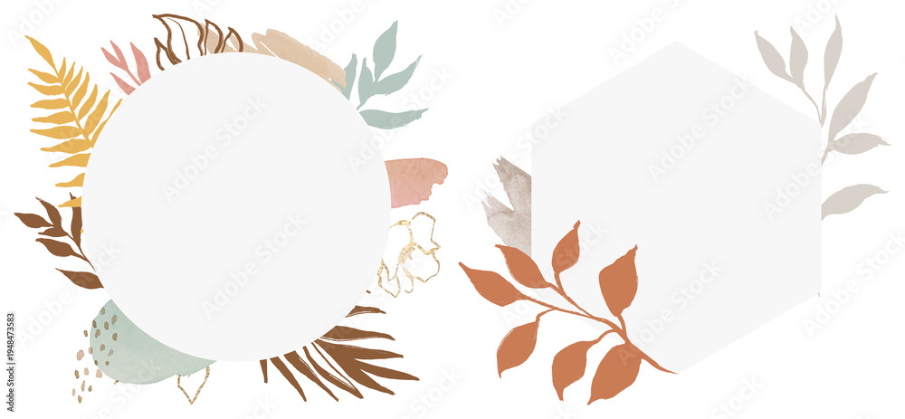 Obraz premium Elegant botanical frame design element set