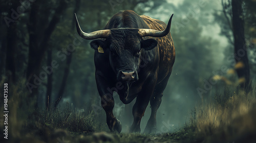 Wild buffalo exploring rugged mountain wilderness with dramatic natural scenery high resolution picture
