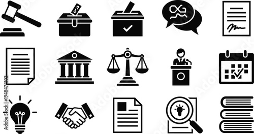 Constitution day icons symbols of law justice and democracy