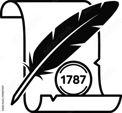 Constitution day 1787 commemoration with quill and parchment